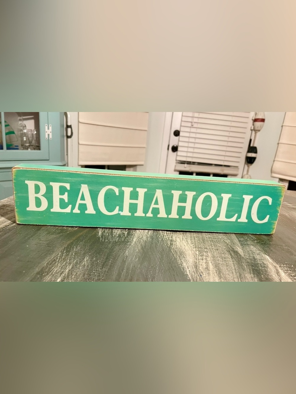 Beachaholic Coastal Wood Sign – Shelf Sitter or Wall Decor